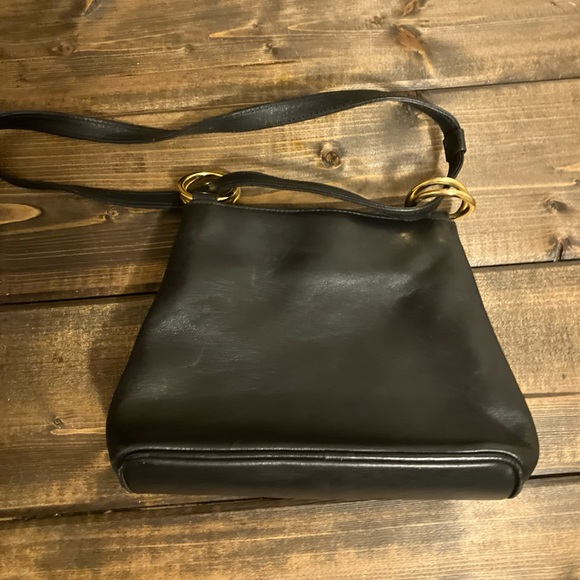 Paloma Picasso Vintage Black Leather Crossbody Shoulder Bag Purse Made in Italy - Picture 2 of 11